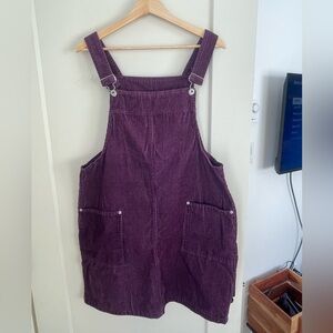 Vintage Faded Glory Plum Corduroy overall dress two pockets size medium